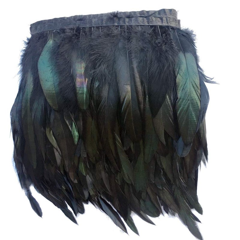 Sowder Rooster Hackle Feather Fringe Trim 5-7" in Width Pack of 5 Yards(Black) - Image 1